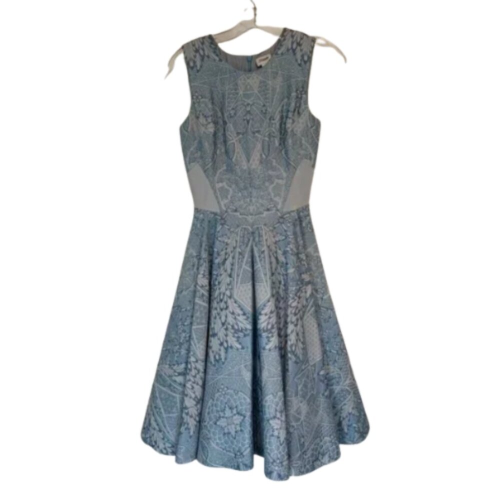 Temperley London A-Line China Blue Jacquard Dress